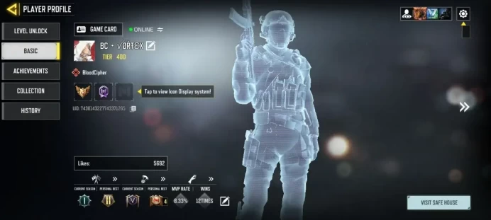 1813 - iOS Android - Level 400 - Rank pro - Mytich 2 - Legendery 10 - Epic 209