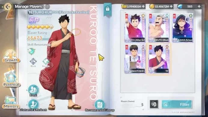 SEA Lvl 59|5 SP [(Bokuto+Memo,Kuroo,Ushijima,Oikawa,Nishinoya]|4 UR [(Hoshiumi,Sakusa,Tobio)+Memo,Komori]|14 SSR|Google|HFH1050