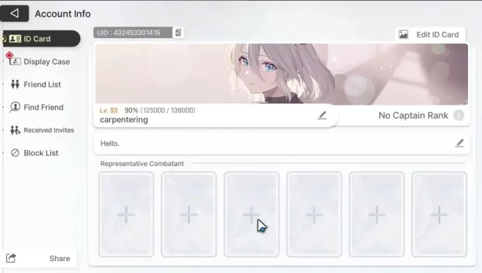 GLOBAL|Lv 53|5 SSR[Heidemarie+Sign,Yuki,Haru,Hugo,Kayron]+11 SR [Mika,Nia,etc]|1 Partner SSR|Selector Card|Stove(CZN2069)