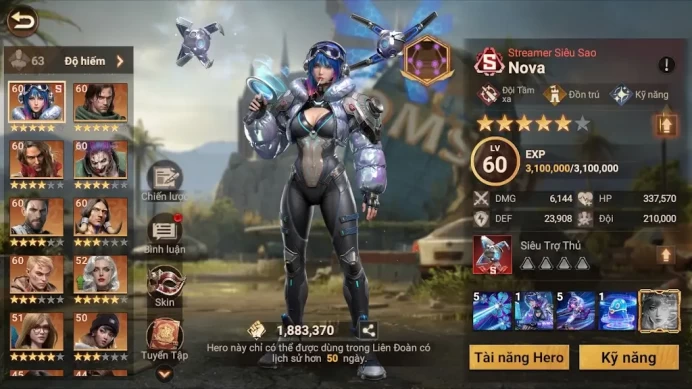 DDS514: All Platform - Account 102M - Vip 10 - 16 Heroes Max Level 60 - BC20 - Fill t5 - 28k gems - 1 skin house