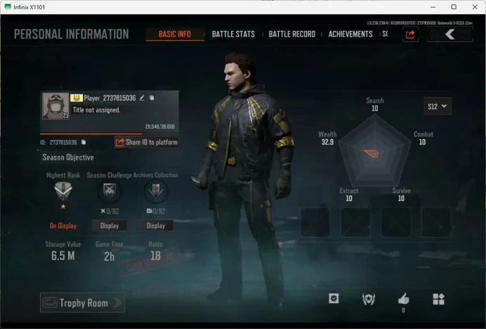 Mobile | Lvl 21 | SV 6.5M | CV 5.8M | Take Mail | Log Infinite | CN On 2* Ceremonial S12K Suit : Royal Guard AB032B