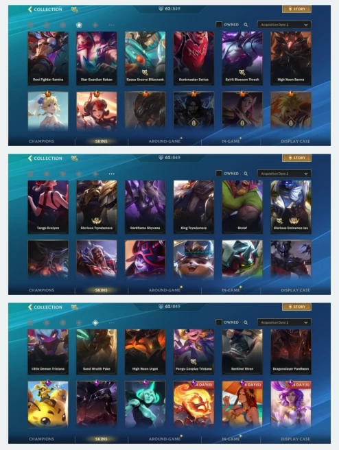 1815 - iOS Android - EU - Level 102 - 100 Champion - 62 Skin - 2 Mytich - 9 Legendery - Mythmaker Gwen -