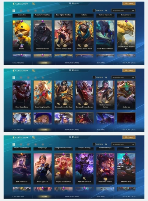 1816 - IOS Android - EU - Level 192 - 124 Champion - 89 Skins - 1 Mythic - 6 Legendary - 41 Epic