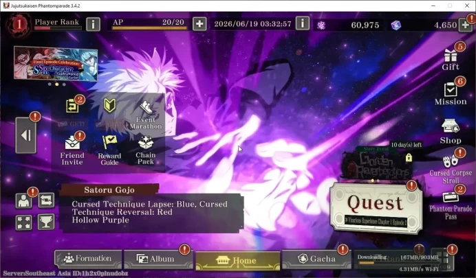 SEA |PR 1|4,6K Cube|7 SSR 1 Limited|Within Infinity Gojo,Hollow Purple Gojo,WO Nanami,NH Panda,Etc]|11 SSR Memo|Bilibili|JJK802