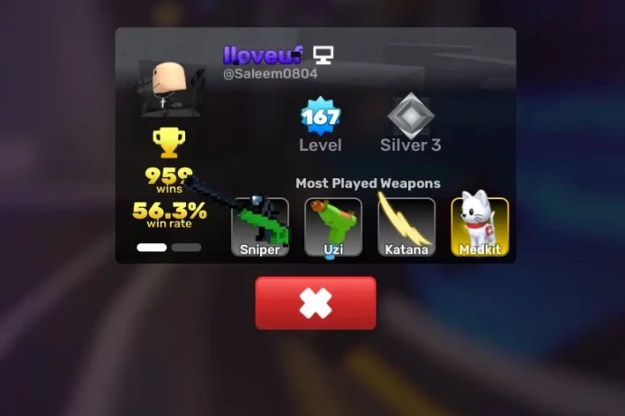 (ROBLOXRIVALS) ROBLOX2266//ACCOUNT WITH LVL 139 / SILVER 2 /25 SKINS / 5 DONATION WEAPONS