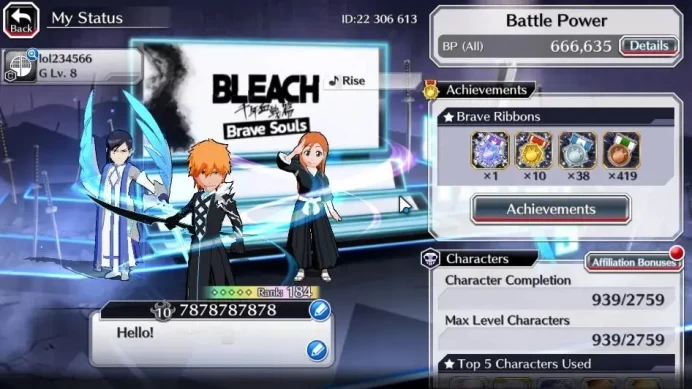 [GLOBAL]54K Orbs|TYBW26[Yukio,Riruka],Yoruichi TYBW25,Renewed[Byakuya,Aizen],Ulquiorra Crescent,Stark,Etc|CE ON|Klab ID(BBS2730)