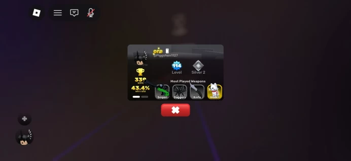 ROBLOX2260//ACCOUNT WITH Level 114 Silver 2 Rank 339 Wins 0 Robux