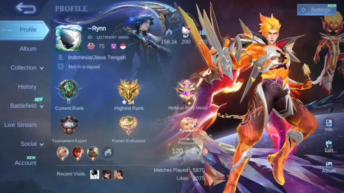 Hero 120|Skin 273|High Glory 54|Prime Claude,KOF Karina,Sanrio Floryn,Annual Haya,Lbox Freya,Lborn Granger,Etc|CheckSS(MLBB2286)