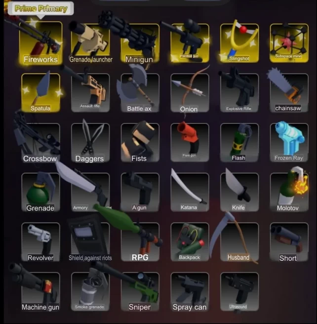 (ROBLOXRIVALS) ROBLOX2274//ACCOUNT WITH 104 LVL /143 KEY /7 PRIME WEAPON /FLAMETHROWER, MINIGUN /5 DONATE SKIN