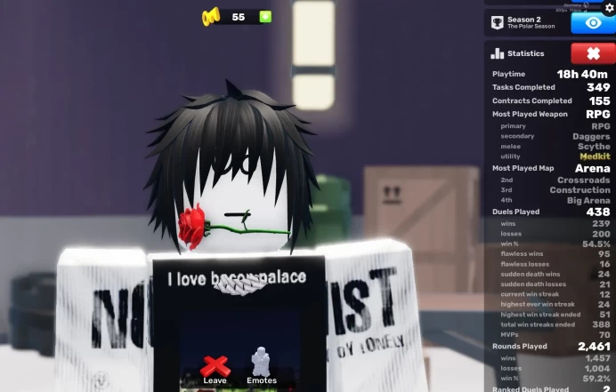 (ROBLOXRIVALS) ROBLOX2278//ACCOUNT WITH 84 LVL /PERMAFROST /MAUL /MEDKIT /4 DONATE SKIN