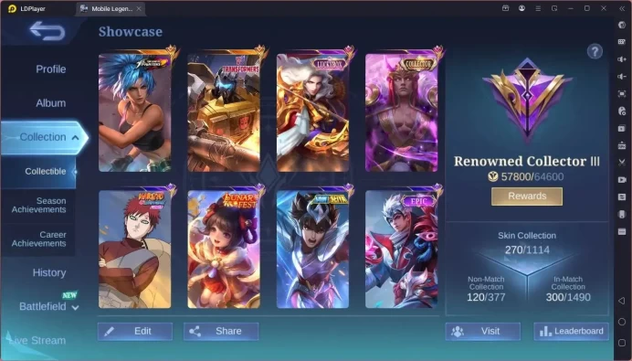 Global|Hero 133|Skin 270|Renowned|KOF Karina|TFM Roger|Luckybox Lance|CC Valir|Naruto Vale|Lunar Change|More Check SS ML2258B