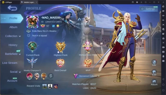 Global|Hero 133|Skin 270|Renowned|KOF Karina|TFM Roger|Luckybox Lance|CC Valir|Naruto Vale|Lunar Change|More Check SS ML2258B