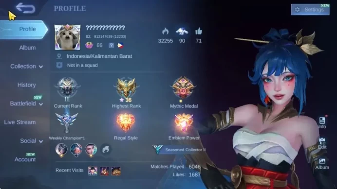 Hero 97|Skin 110|Saber Johnson,Epic Gusion,Mythic2023 Faramis,Summer Fanny,Miya Aniversary,Claude Christmas,Etc|CheckSS|MLBB2288