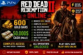 PSN 600 Gold Bars 50,000$ Cash (Male) Modded RDR2 Online Complete Access INSTANT Delivery Trusted Seller