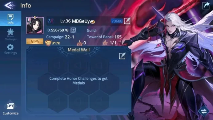 Global |LV 36|317k Power |VIP 4|Camp 22-1 |Hero 49 |21 SSR (Bai,Eudora,Clara,Zhuxin,Estes)| Detail Check SS MLA045B