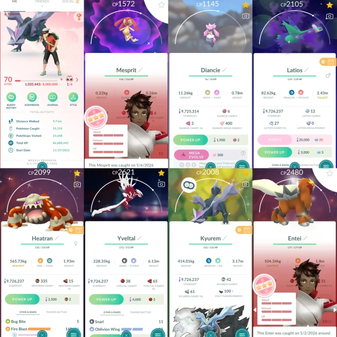 2333 Level 70 Entei100 SHUNDO Mesprit Shiny shadow Latios Shiny Bouffalant Shiny Relicanth