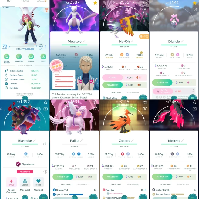 2335 Level 70 Mewtwo100 Shiny shadow Ho-Oh Wild Area 2025 BG Shiny GMax Gengar Shiny GMax Blastoise