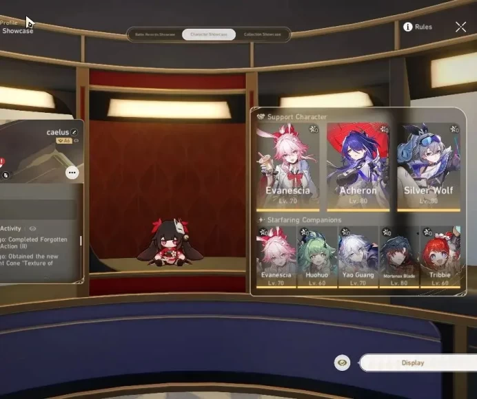 Asia|TL 62|8 Limited|Fu XuanE1,Mortenax,Yao Guang,Evanescia,Huohuo,Acheron,Silver Wolf,Tribbie|Take Mail|Check SS|HSR7617