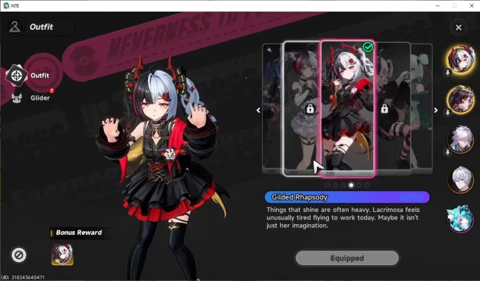 GLOBAL SEA|HL 3|3 SSR (Lacrimosa+Skin,Hotori),Baicang|1 S-Class Char Box|Selector ON|Male MC|Log Email|(NTE1383)