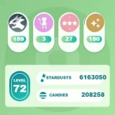Level 72, 23 CP3000, 5 Legendary IV100, 180 Shiny, 159 Legendary, 27 IV 100, 8 Shiny Legendary, 41 Shadow Legendary