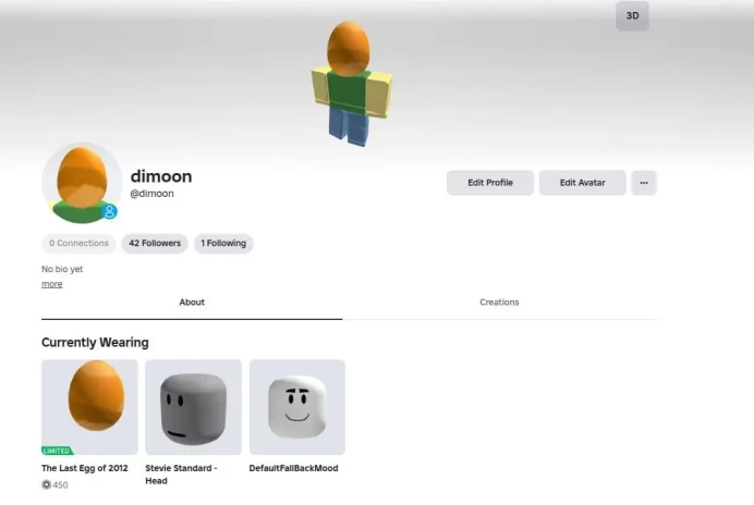 ROBLOX2341//ACCOUNT WITH 2007 DATE OF REGISTRATION | USERNAME ⸱ dimoon | (RUSSIAN NAME)