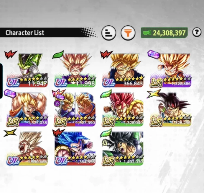 B256-IOS+Android-Meta-6 LR(Trunks&Gohan+Shallet+Broly+Vegito+SS3 Goku+Bardock)+5 UL(Gogeta v2+SS Goku+Cell+SS2 Gohan)+24 Legends+Equipment+Team