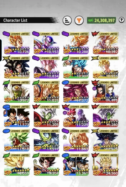 B256-IOS+Android-Meta-6 LR(Trunks&Gohan+Shallet+Broly+Vegito+SS3 Goku+Bardock)+5 UL(Gogeta v2+SS Goku+Cell+SS2 Gohan)+24 Legends+Equipment+Team