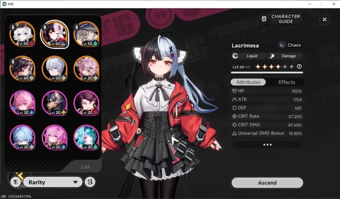 GLOBAL EU|HL 40|TL 24|10 SD|2K Annulith|5 SSR 2 Limit[Lacrimosa,Hotori]+Sign|Porsche 918|S Char Box|Male MC|LogEmail|NTE1392