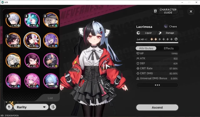 GLOBAL SEA|HL 30|TL 11|5 SSR 2 Limit[Lacrimosa,HotoriA1]+Sign|1 S-Class Char Box|2 Glider|Male MC|LogEmail|NTE1390