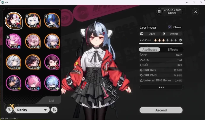 SEA|Hunter Lv 35| 6 S-Class (Lacrimosa A1+Sign,Hotori)|Baicang A1|Many Arc|Selec On x1 | MC Female | TakeMail Check SS NTE274B