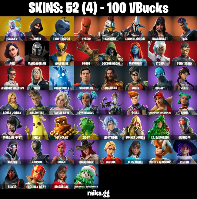 [ALL PLATFORMS] 52 SKINS | IKONIK | GALAXY | SCENARIO | TART TYCOON | ETERNAL KNIGHT | TAKE THE ELF | STELLAR AXE | GALACTIC DISC | GROOT