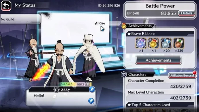 [GLOBAL]20K Orbs+Fresh All Story|Lv200(TYBW24 Byakuya,JapPar Shinji,Christ24 Retsu,TYBW23 Genryu),Etc|CE ON|Klab ID|BBS2734