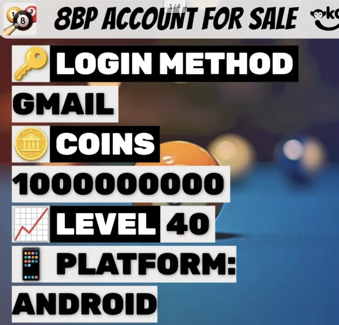 8 Ball Pool |  1 BILLION COINS |  Level 40+ |  Secure Account!