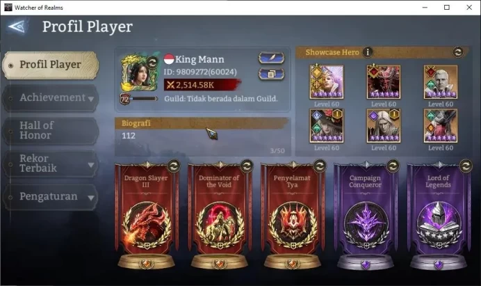 GLOBAL 60x|Lv 72|2,5M Power|8 Lord[Ingrid,Valderon,Torodor,Etc]|54 Legend[SU YUE,3 Dracula,Kagiri,YMiret,Etc]|TakeMail|WOR1247