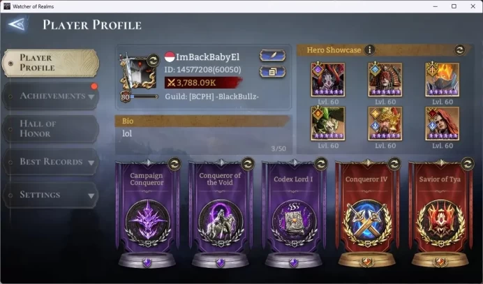 Global 60xx|Power 3,7M|5 Lord : Ezareth,Oren,Torodor,Nastya|35Legend VolkaA3,Vlad DraculeaA1,ElowynA1,Etc|Nightmare 4|WOR003B