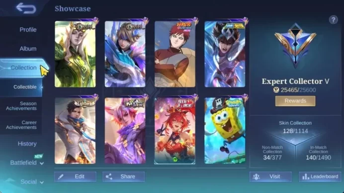 Hero 83|Skin 128|Pace Fanny,SpongB Cyc,SABER Layla,Myst(Lesley,Julian,Silvanna),4 Epic,2 DT,Granger(M7,LB),Etc|CheckSS|MLBB2296
