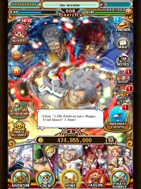 OPTC130: Global - Lv 508 - 474M Bounty -  Mid Account Game  -  Sugo Rage 340/408