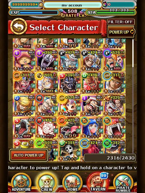 OPTC130: Global - Lv 508 - 474M Bounty -  Mid Account Game  -  Sugo Rage 340/408