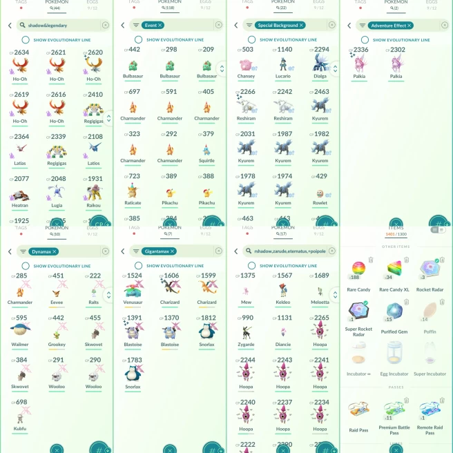 2342 Level 72 Legacy 46. Shiny Reshiram BG Shiny GMax Charizard
