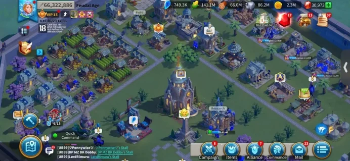 ROK2386: 66M - Vip 15 - 11 Commanders - 31 Passport  - 1M8 Credit - 1140 Gold Heads - 4  farms - 30k Gems