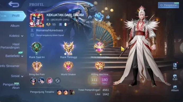 Hero 111|Skin 180|High Immo 106|Kungfu Panda Ling,SpongB Cyc,Seiya Badang,Pace Fanny,2 Venom,Etc|Take Mail|Check SS(MLBB2299)