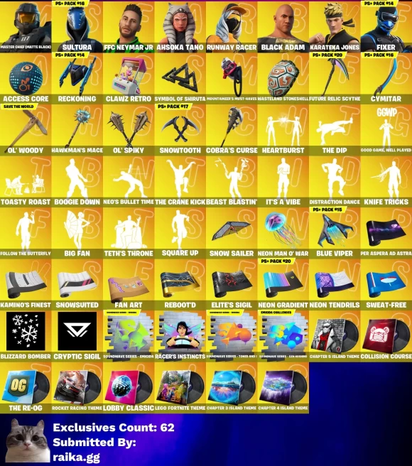 [3in1] / Instant • FN (All Platforms) • 337 Skins • Master Chief Black • Neymar Jr • Black Adam • BMW car • Inferno • Full Access • 2 Gifts
