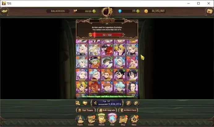 Global|3,8M CC|30 LS|4 LR+9 UR|Lillia,Roxy,Brunhild,Nemesis Meliodas5/6,Tristan6/6,MerEsca2/6,Lancelot4/6,Etc|Code Only|SDS4828