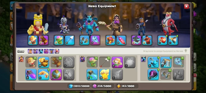 96% ALL MAX | 4087 WAR STARS | FREE NAME | MAX EQUIPMENT EPIC | LOTS OF MAGIC ITEMS | 2055 GEMS | HERO SKIN