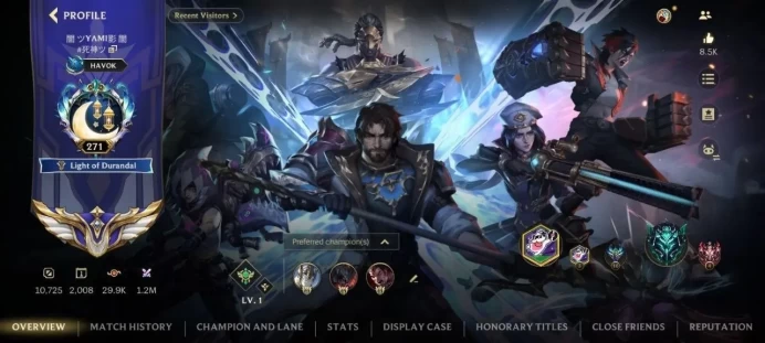 1854 - iOS Android - EU - Level 272 - Skins 133 - Mythic Skins 1 - Legendary 25 - Full 138 Champion