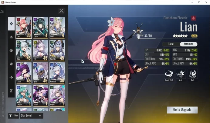 EUROPE-S22|Lv27|6K Crystal|14 SSR[Lian,Plume,Xuan Li,Kloss,Yeli,Nevette,Lowan,Qano,Etc]|28 SR Animus|Female MC|Log XD|(ER939)