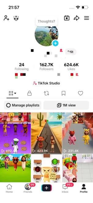 English Content/ USA Monetized 160K Real Followers+620K Real Likes Account/ Creator Rewards Program Activated/ Live Stream/ Full Access