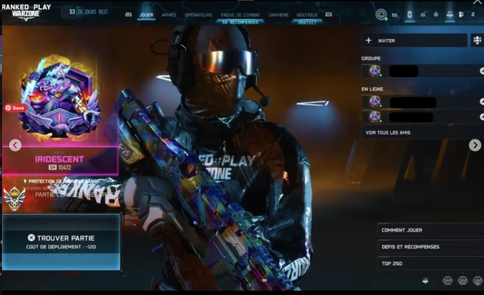 CURRENT S3 IRIDESCENT RANK WZ : S3 IRI SR 10000 + 3.04 K/D WARZONE 5 LEVEL 55 IRI Handmade Instant Delivery lRIDESCENT Camo