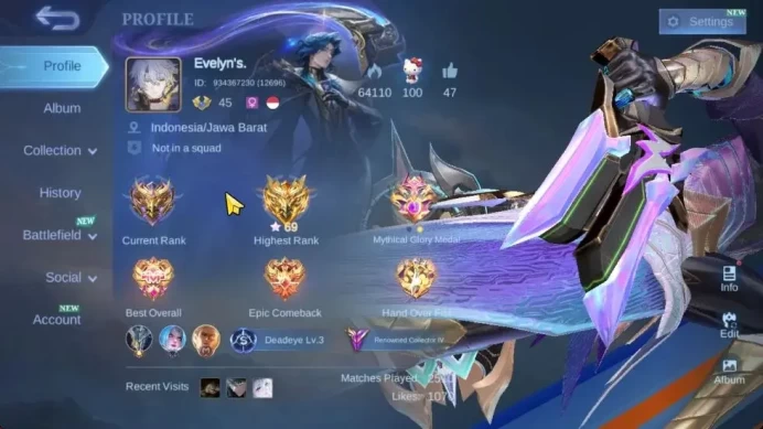 Hero 111|Skin 221|High Glory 69|SanRio Floryn,KOF Karina,Annual Haya,Zodiac Badang,Meow[Julian,Lesley],PACE Fanny,etc|MLBB2311
