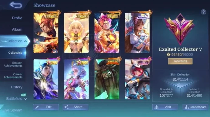 Global|Hero 133|Skin 314|Exalted|PRIME Claude+Yu Zhong+Beatrix,Sanrio Floryn,KFP Thamuz,LBox Kimmy |More Check SS ML2336B